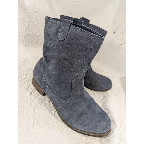 MOSSIMO! DOVE GRAY GENUINE SUEDE LEATHER BOHO CHIC SLIP-ON LOW HEEL BOOTS! SZ 8M - Picture 2 of 10
